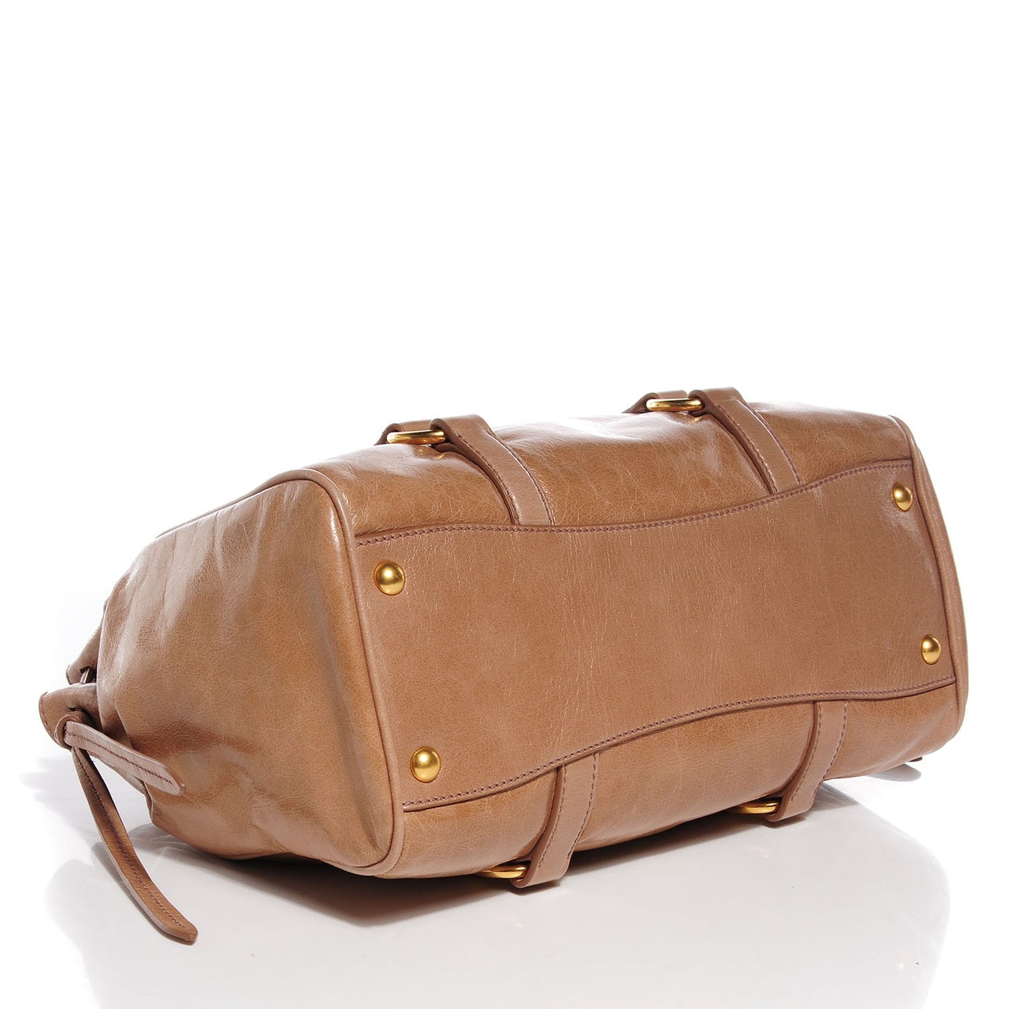 Vitello Shine Double Zip Tote Cammeo