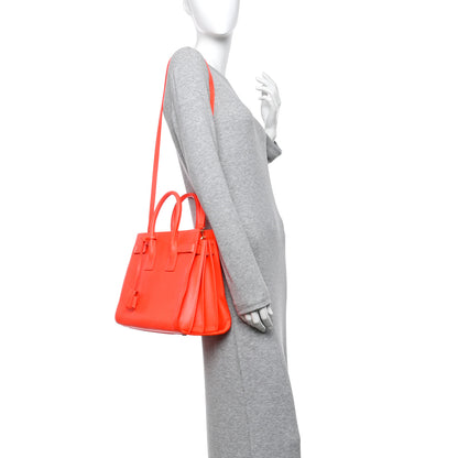 Saint Laurent Calfskin Small Sac De Jour Neon Orange 2 of 16