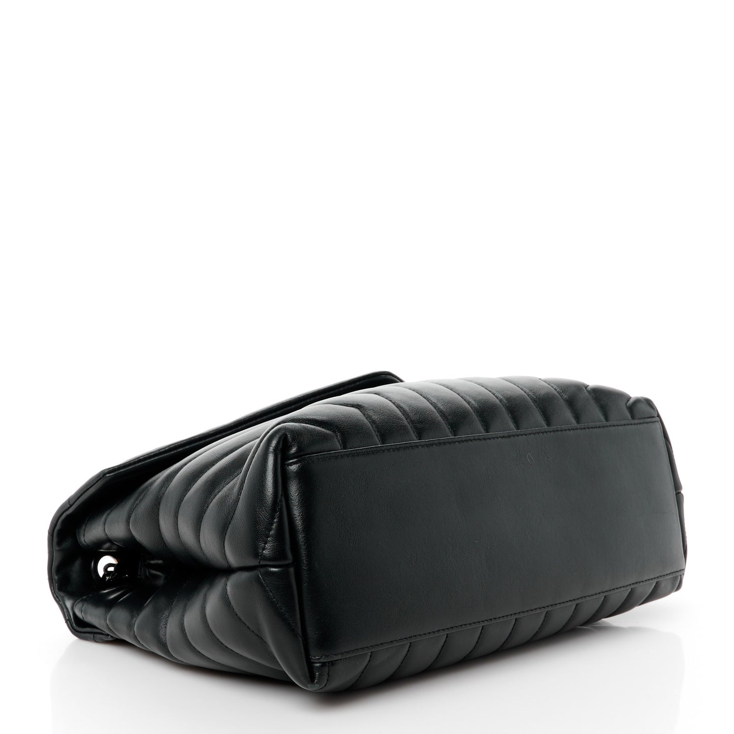 SAINT LAURENT Calfskin Y Quilted Monogram Monochrome Medium Loulou Chain Satchel Black