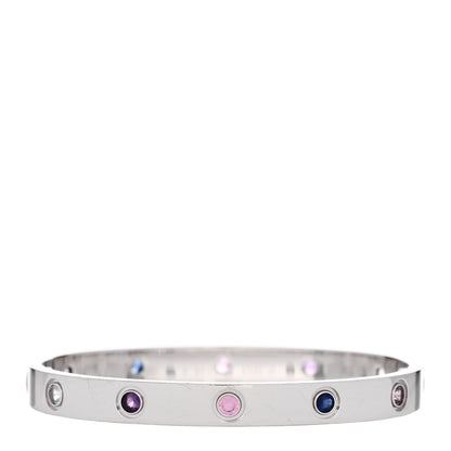 Cartier 18K White Gold Aquamarine Sapphire Spinel Amethyst LOVE Bracelet 16 2 of 6
