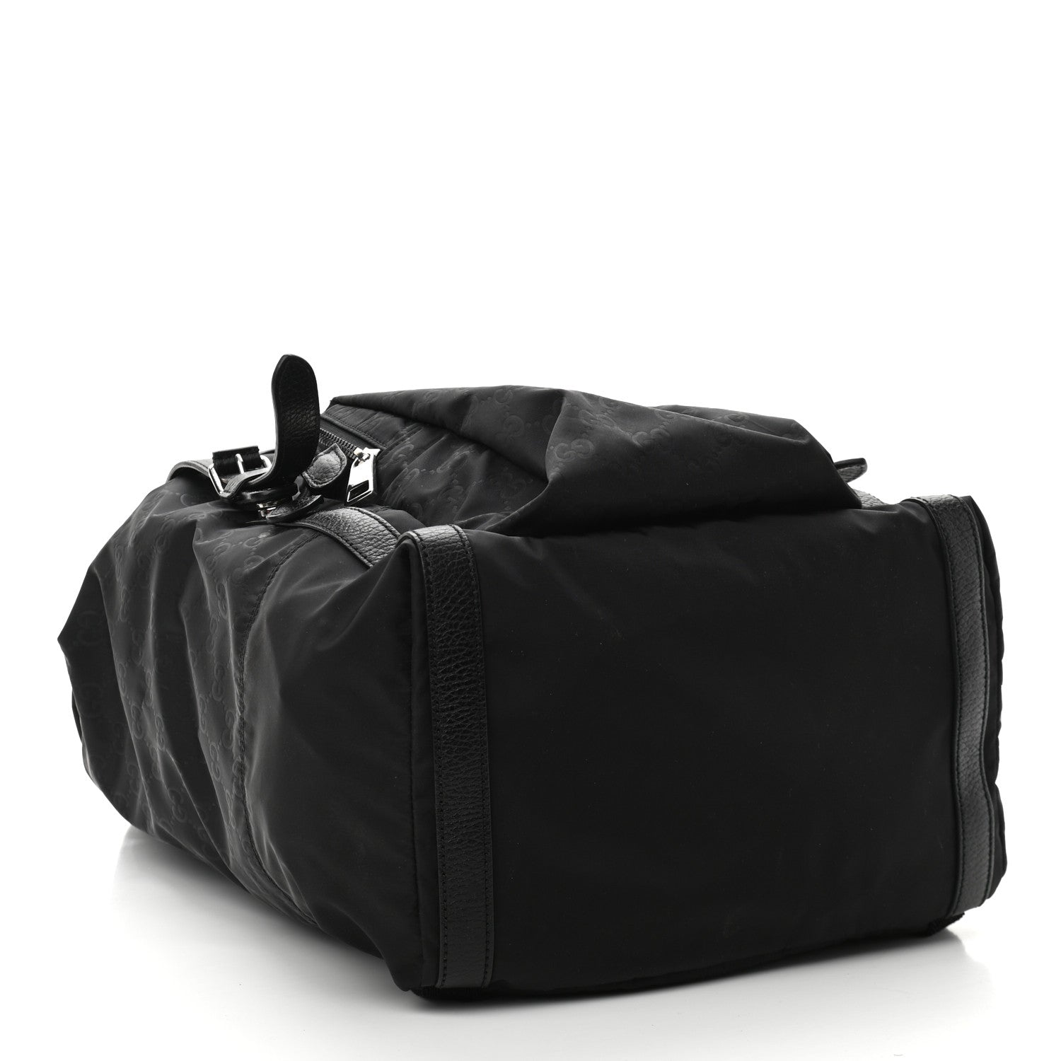 Gucci Nylon Monogram Medium Light Double Buckle Backpack Black 4 of 13