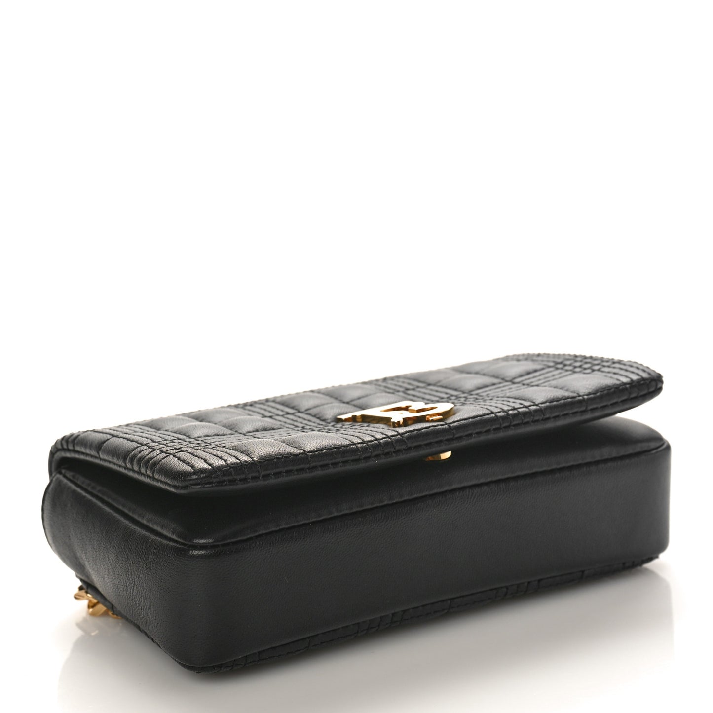 Grainy Calfskin Quilted Mini Lola Bag Black