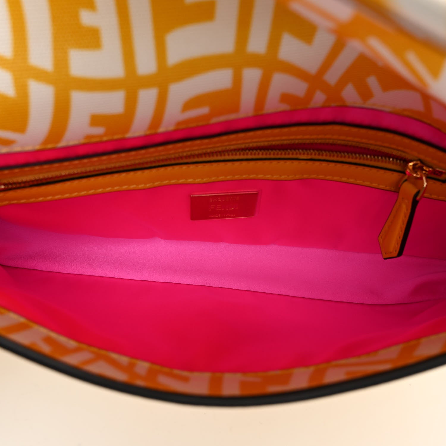 Fendi X SARAH COLEMAN Glazed Canvas Vitello King FF Vertigo Baguette 1997 Mimosa White 5 of 9