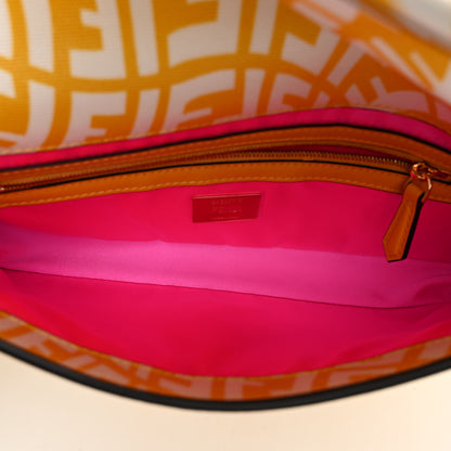 Fendi X SARAH COLEMAN Glazed Canvas Vitello King FF Vertigo Baguette 1997 Mimosa White 5 of 9