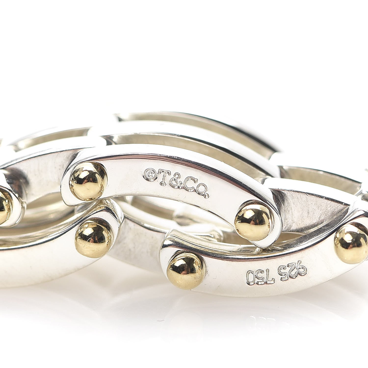 Tiffany Sterling Silver 18K Yellow Gold Gatelink Ring 52 6 4 of 5