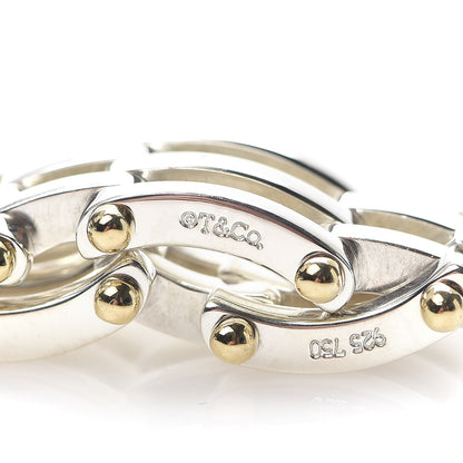 Tiffany Sterling Silver 18K Yellow Gold Gatelink Ring 52 6 4 of 5