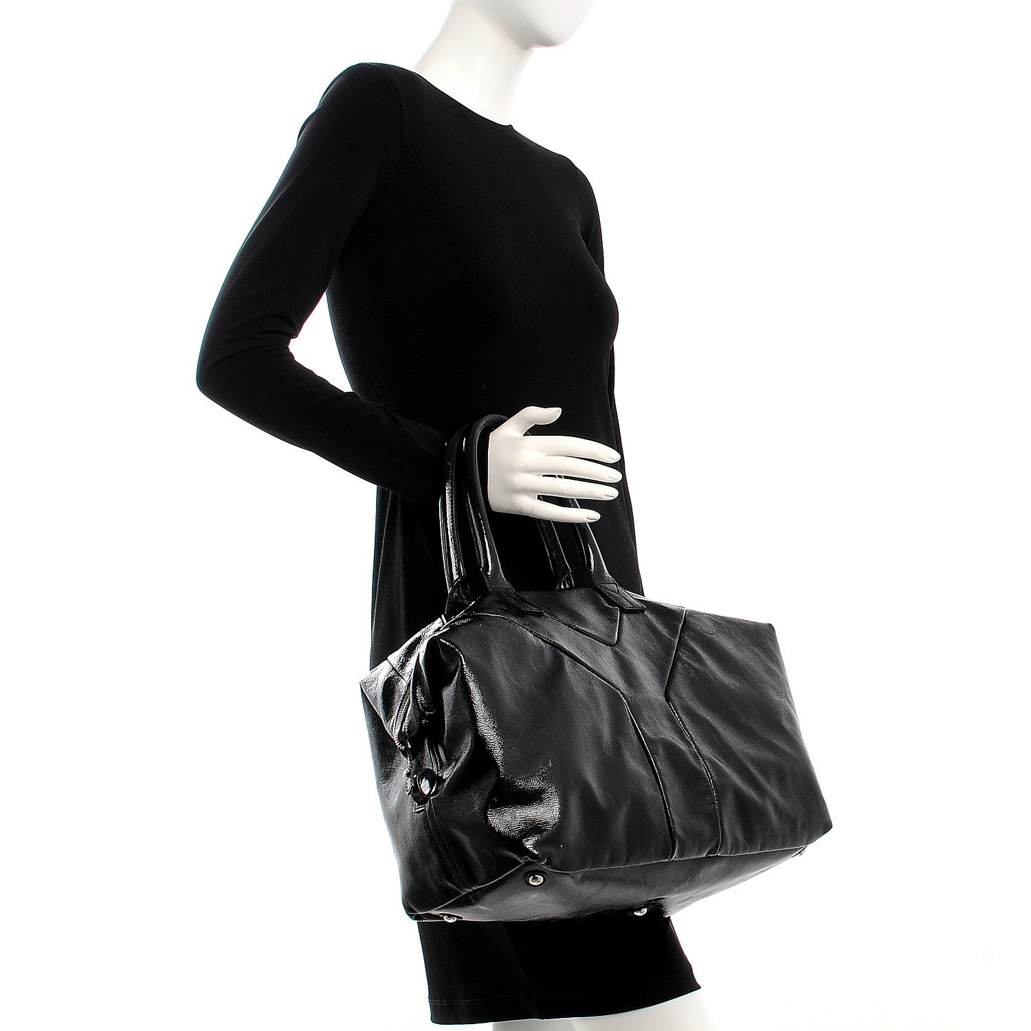 Saint Laurent Textured Patent Medium Easy Y Bag Black 2 of 8
