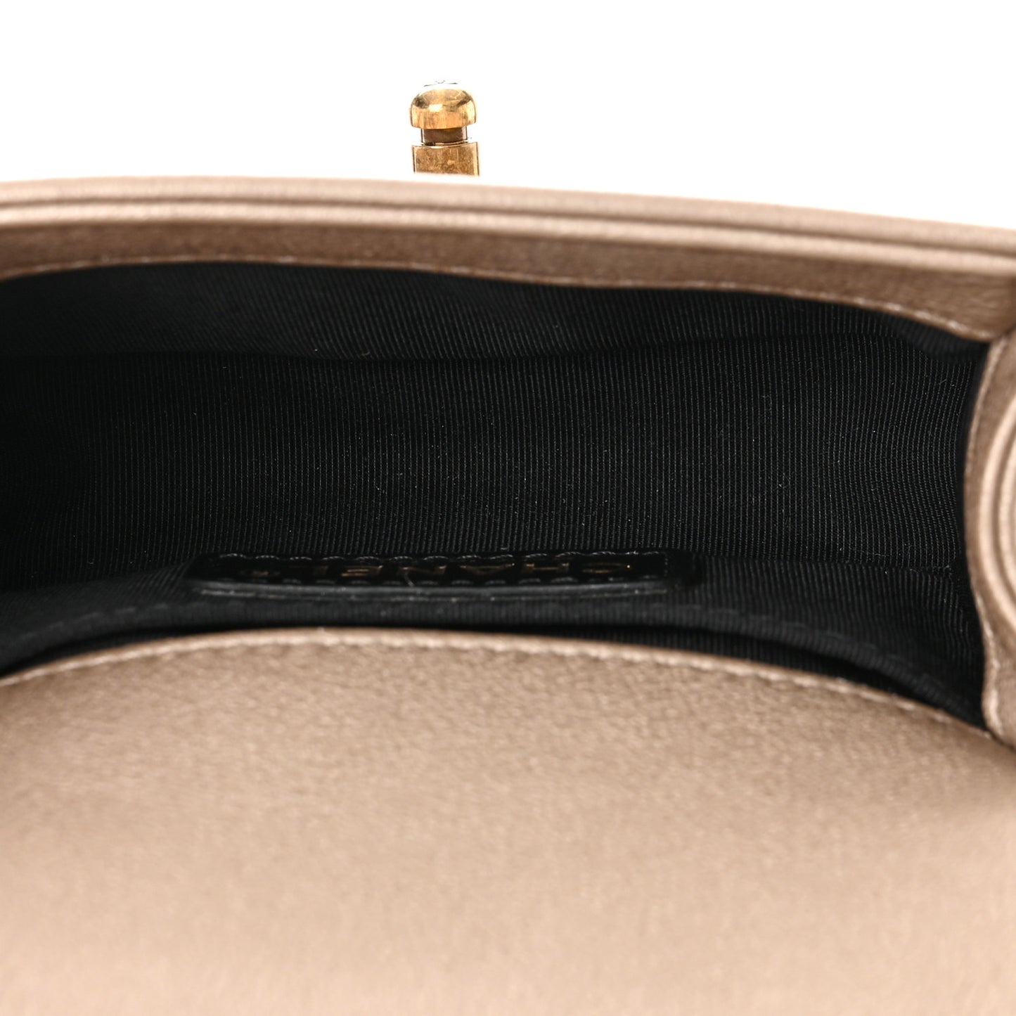 Metallic Lambskin Mini Scaled Boy Flap Gold