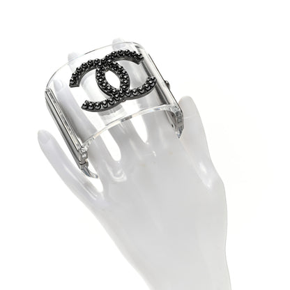 Chanel Lucite Crystal CC Cuff Transparent Ruthenium 2 of 5