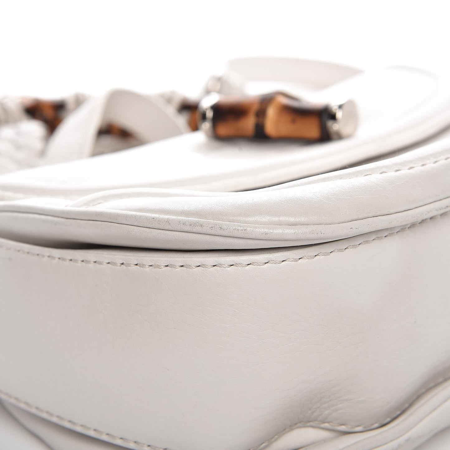 Calfskin Medium New Bamboo Top Handle Bag White