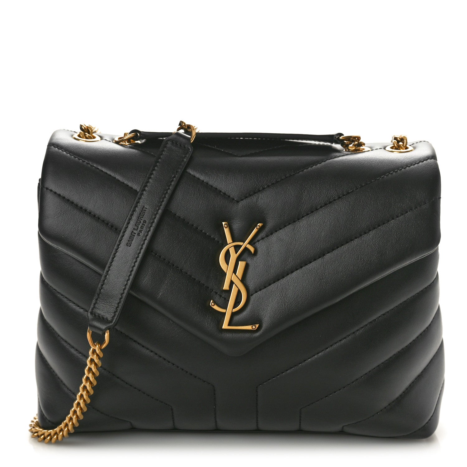 Saint Laurent Calfskin Y Quilted Monogram Small Loulou Chain Satchel Black 1 of 10