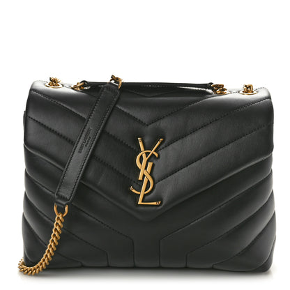 Saint Laurent Calfskin Y Quilted Monogram Small Loulou Chain Satchel Black 1 of 10