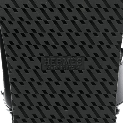 Hermes Calfskin Woolskin Womens Chypre Sandals 40 Black 6 of 8