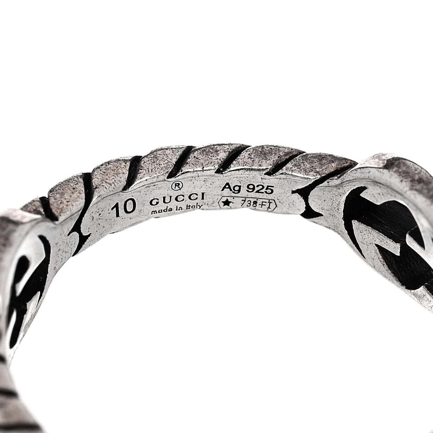 Gucci Sterling Silver Interlocking G Chain Ring 50 5.25 5 of 5