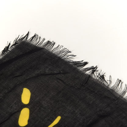 Gucci Modal Silk GG Writers Shawl Black Yellow 4 of 5