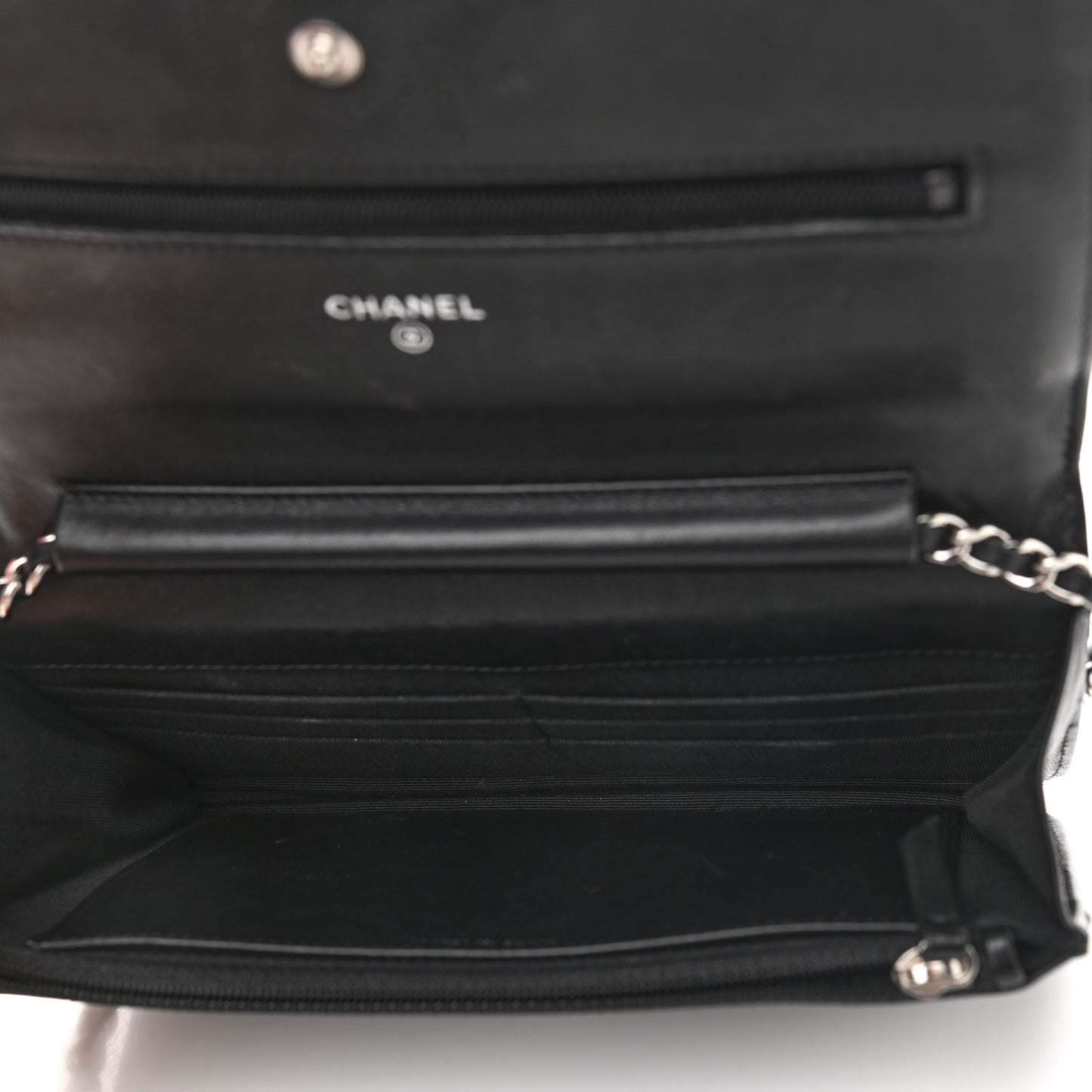 Patent Quilted Wallet On Chain WOC Black