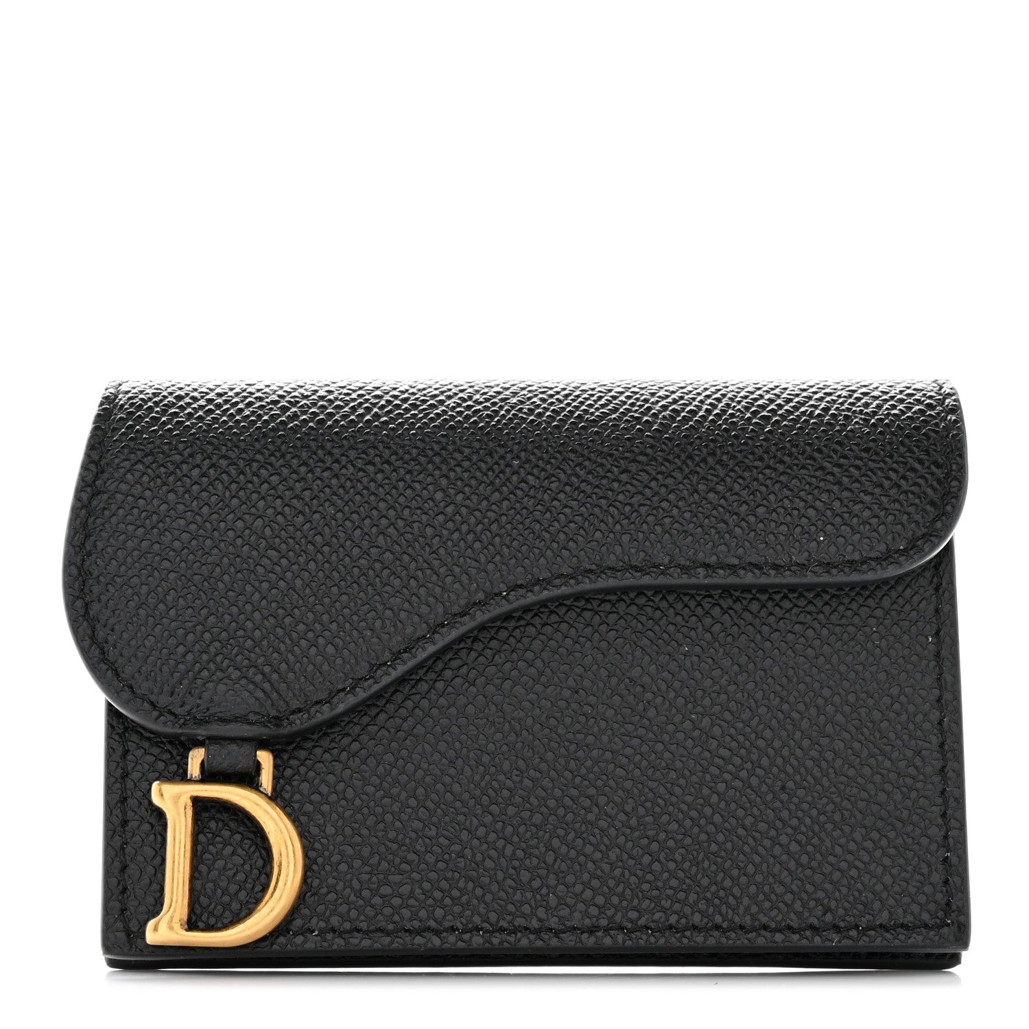 Christian Dior Grained Calfskin Saddle Card Holder Black 1 of 7