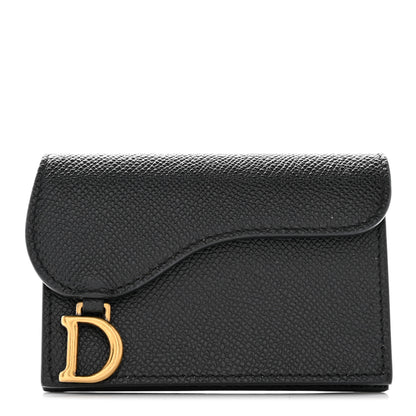 Christian Dior Grained Calfskin Saddle Card Holder Black 1 of 7