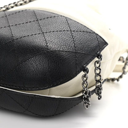 Chanel Aged Calfskin Quilted Small Gabrielle Bucket White Black 9 of 9
