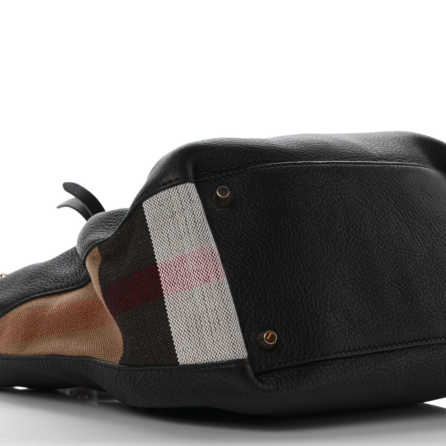Burberry Grainy Calfskin House Check Small Maidstone Black 8 of 12