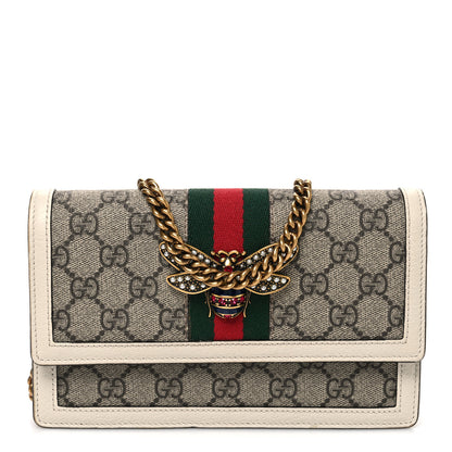 Gucci GG Supreme Monogram Web Queen Margaret Chain Wallet White 1 of 9