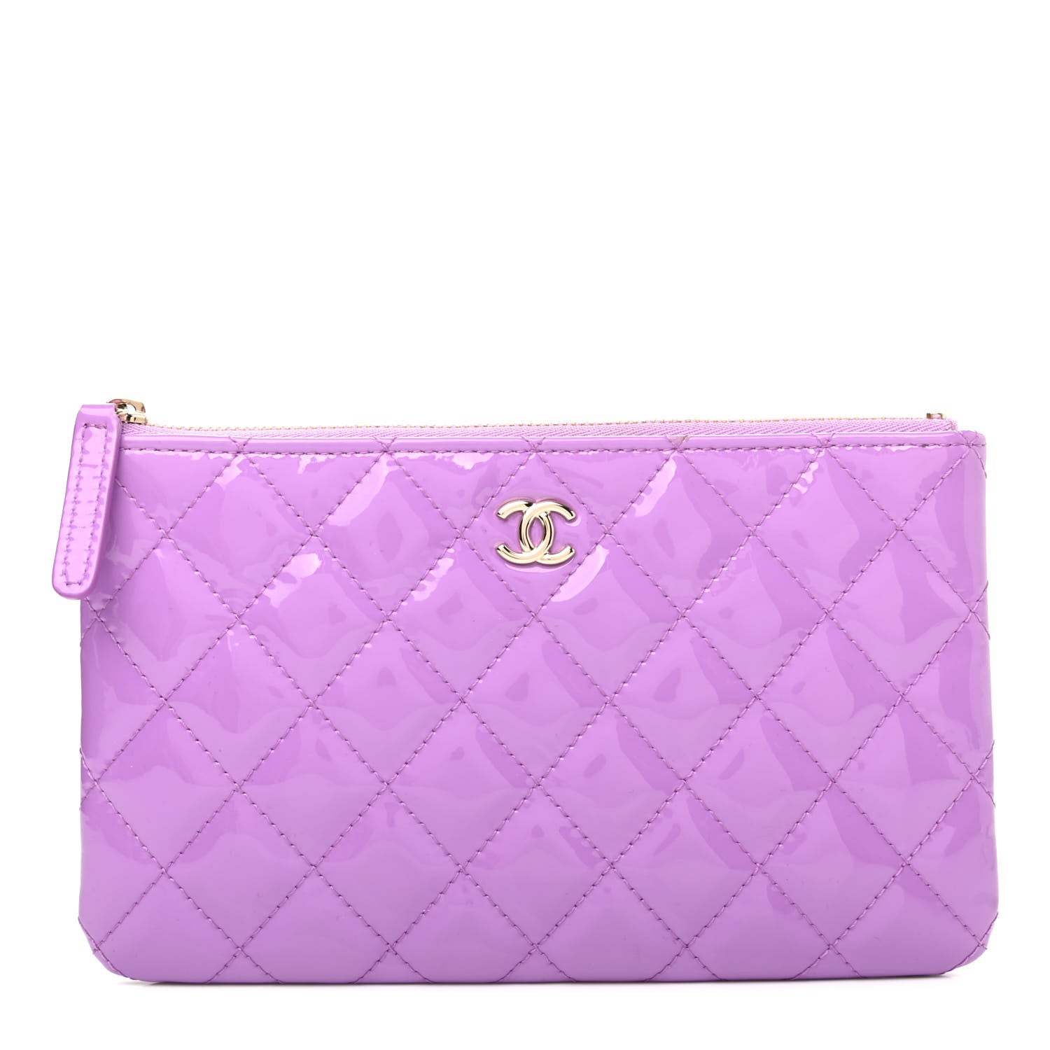 Chanel Patent Quilted Cosmetic Case Purple 1 of 7