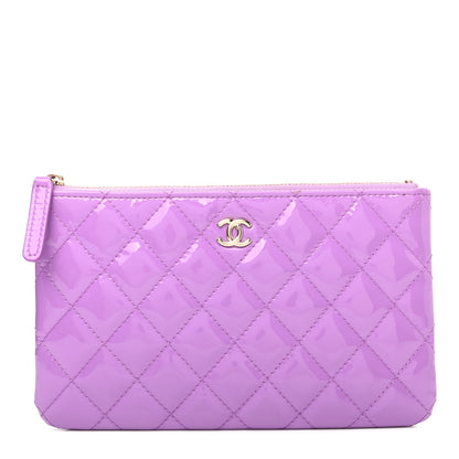 Chanel Patent Quilted Cosmetic Case Purple 1 of 7