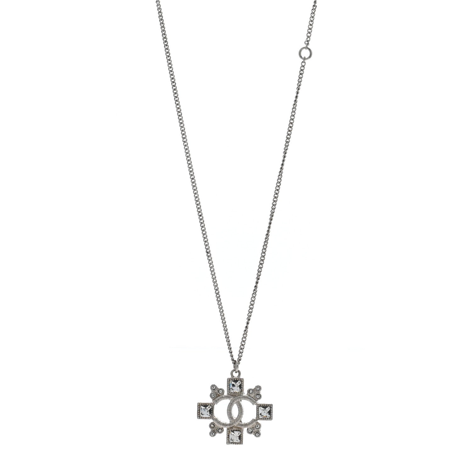 Chanel Crystal Strass Necklace Silver 1 of 5