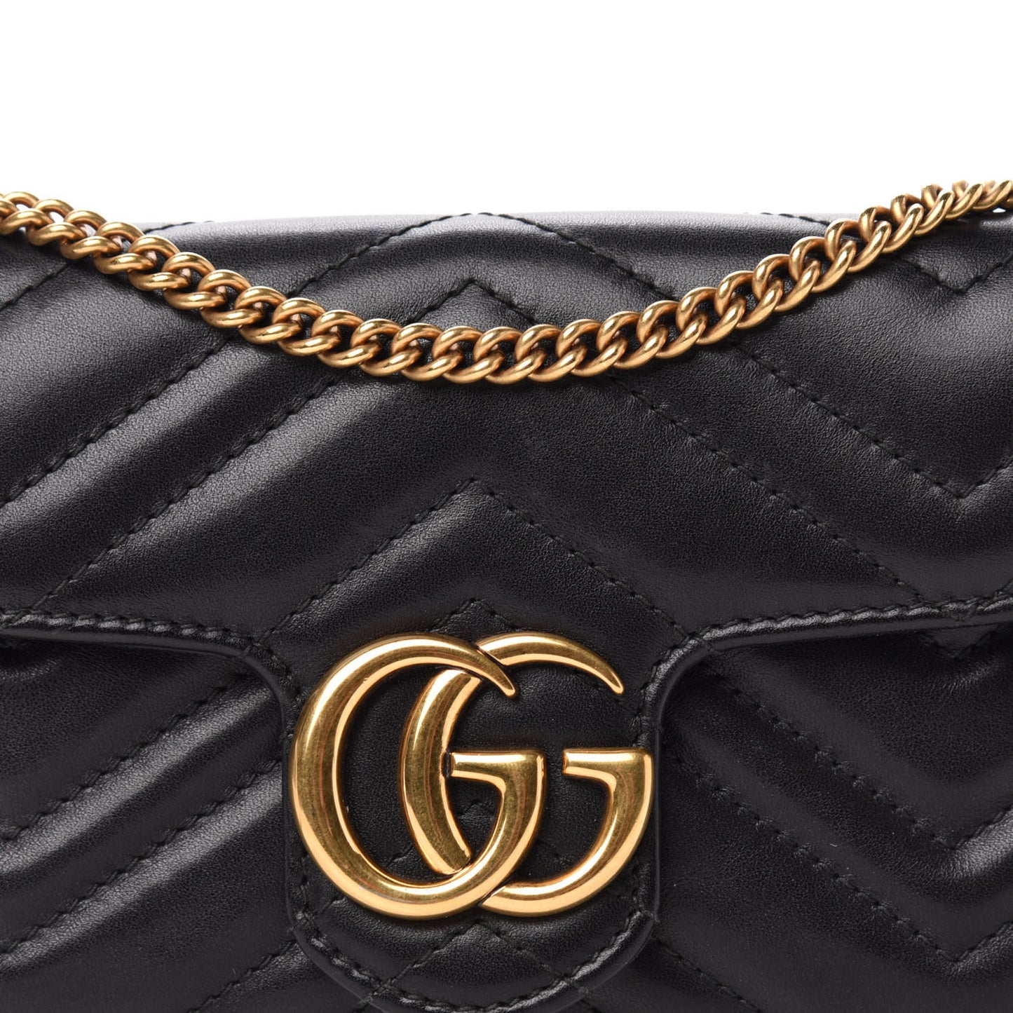 Calfskin Matelasse Super Mini GG Marmont Shoulder Bag Black