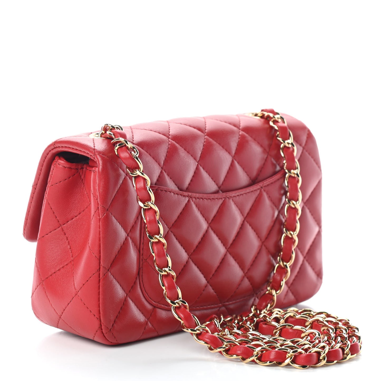 Lambskin Quilted Mini Rectangular Flap Red