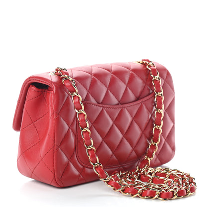 Chanel Lambskin Quilted Mini Rectangular Flap Red 3 of 9