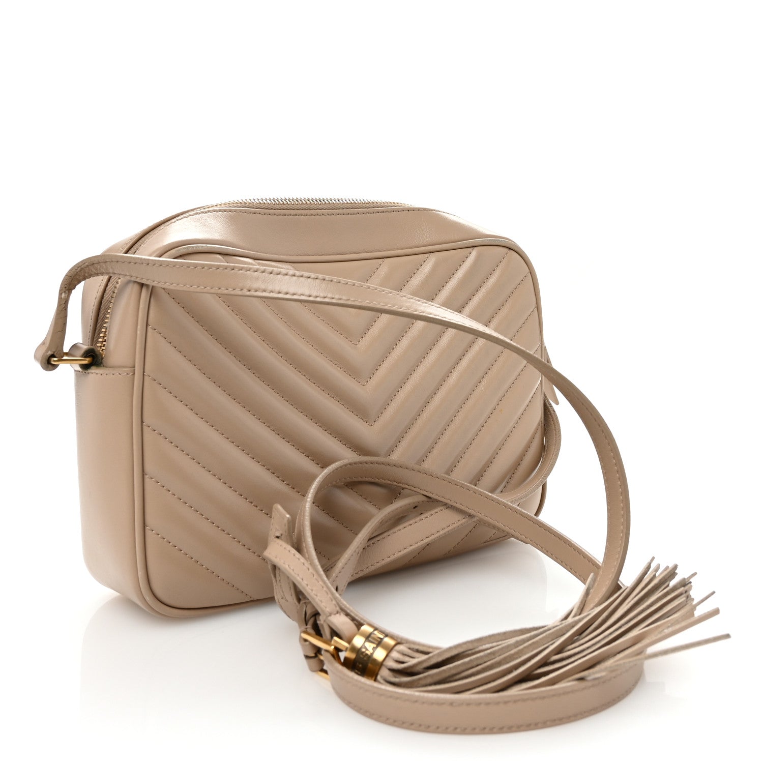 Saint Laurent Calfskin Matelasse Monogram Lou Camera Bag Dark Beige 3 of 13