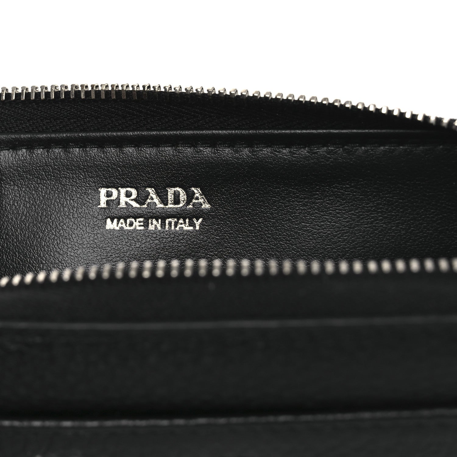 Prada Vitello Daino Stitch Triangle Zip Around Keychain Black 6 of 8