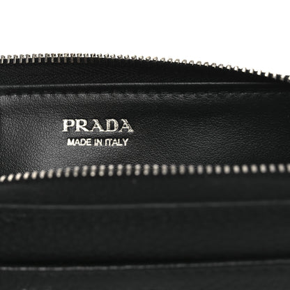 Prada Vitello Daino Stitch Triangle Zip Around Keychain Black 6 of 8
