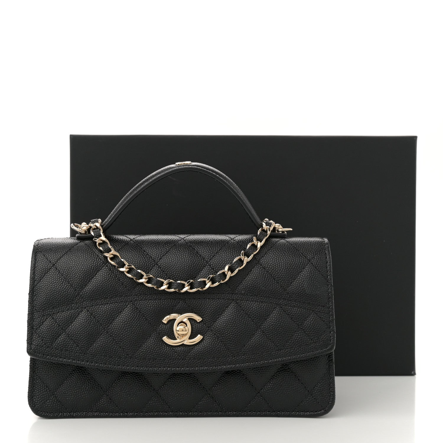 Chanel Caviar Quilted Trendy Handle Clutch With Chain Black 10 of 10