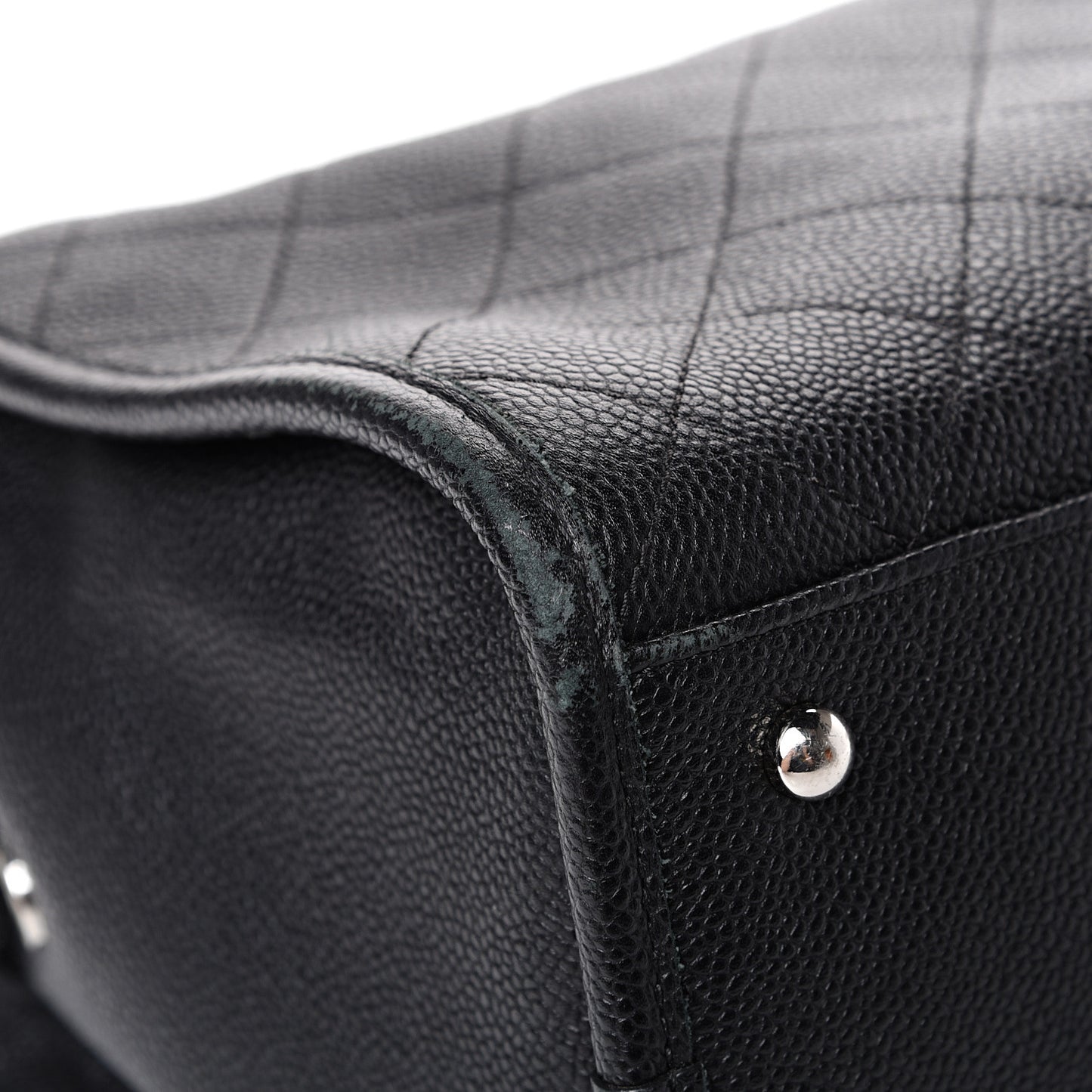 Caviar Stitched Shopping Tote Black