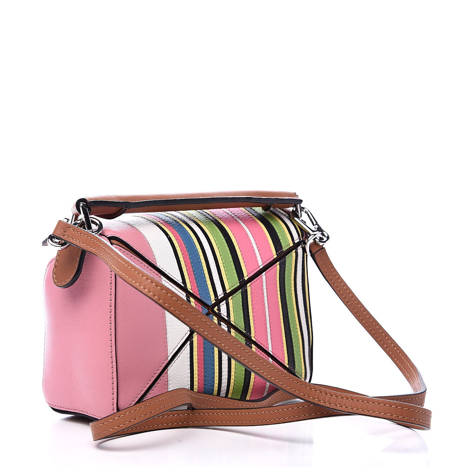 Loewe Calfskin Mini Fringe Puzzle Bag Pink Multicolor 3 of 9