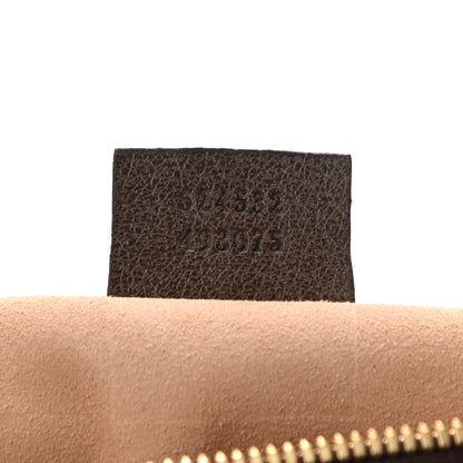 Gucci GG Supreme Monogram Textured Dollar Calfskin Web Medium Ophidia Boston Beige Ebony New Acero 7 of 11