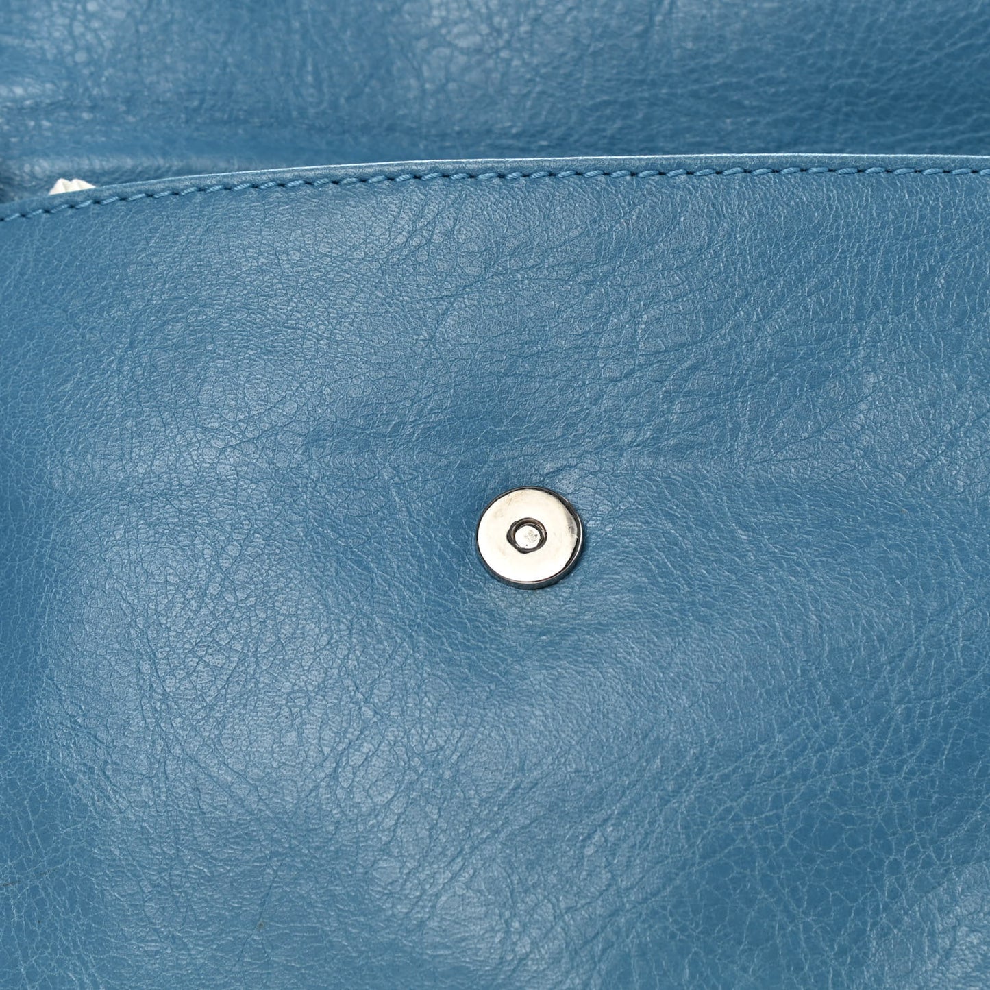 Agneau Giant 12 Silver Hardware Envelope Strap Clutch Bleu Tropical