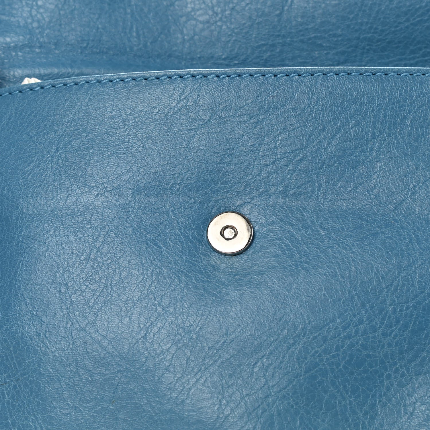 Balenciaga Agneau Giant 12 Silver Hardware Envelope Strap Clutch Bleu Tropical 9 of 14