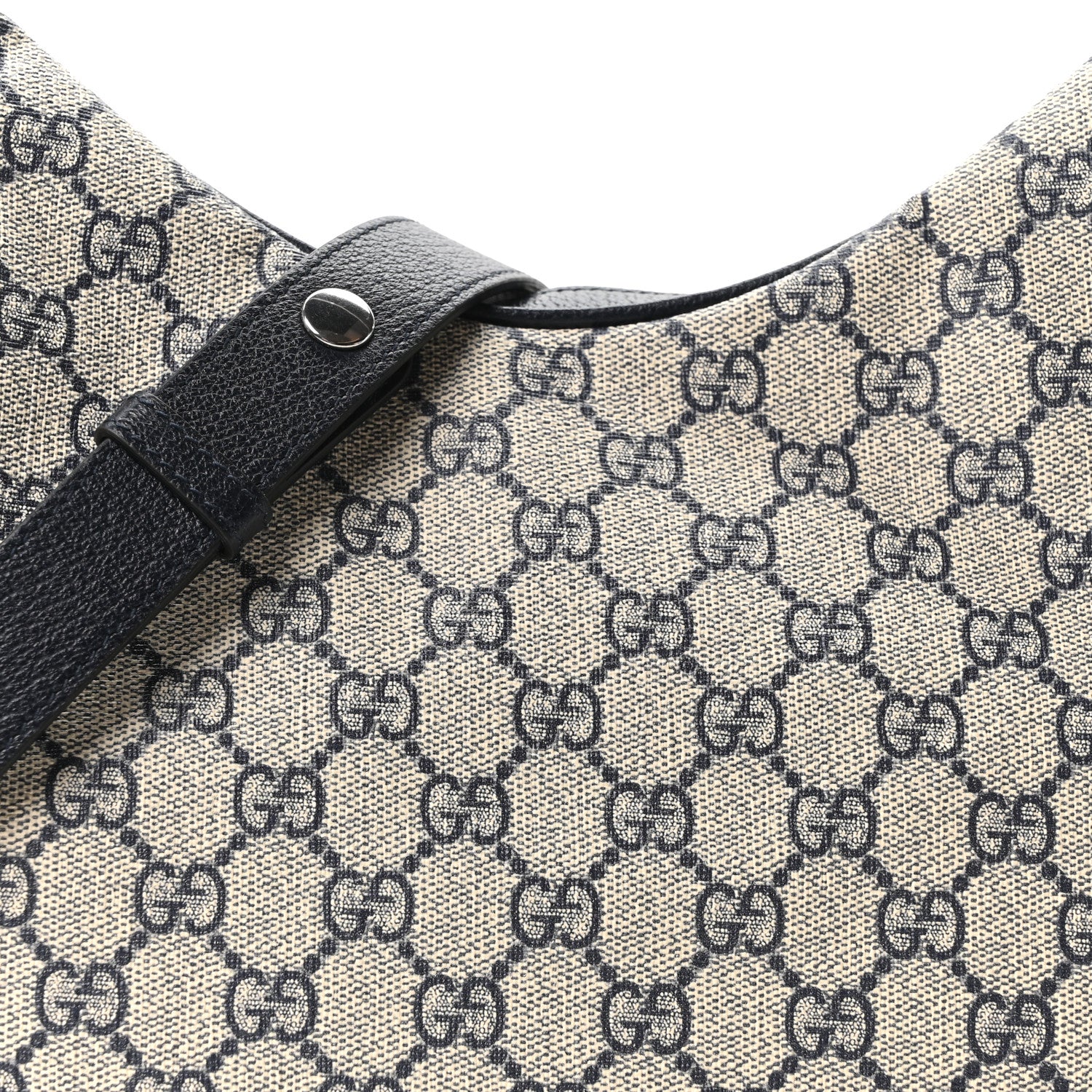 Gucci GG Supreme Monogram Textured Calfskin Web Large Attache Shoulder Bag Beige Blue 8 of 10