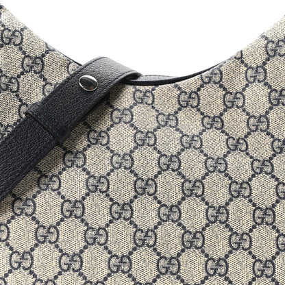 Gucci GG Supreme Monogram Textured Calfskin Web Large Attache Shoulder Bag Beige Blue 8 of 10