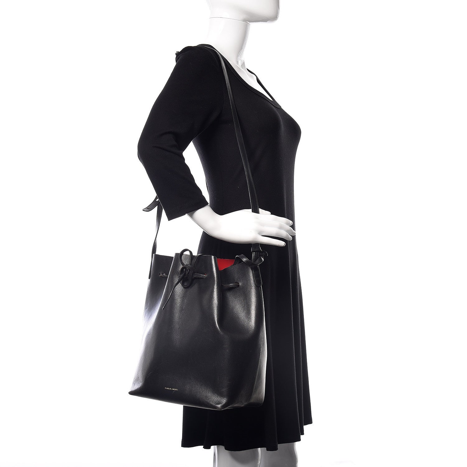 Mansur Gavriel Vegetable Tanned Calfskin Bucket Bag Black Flamma 2 of 16