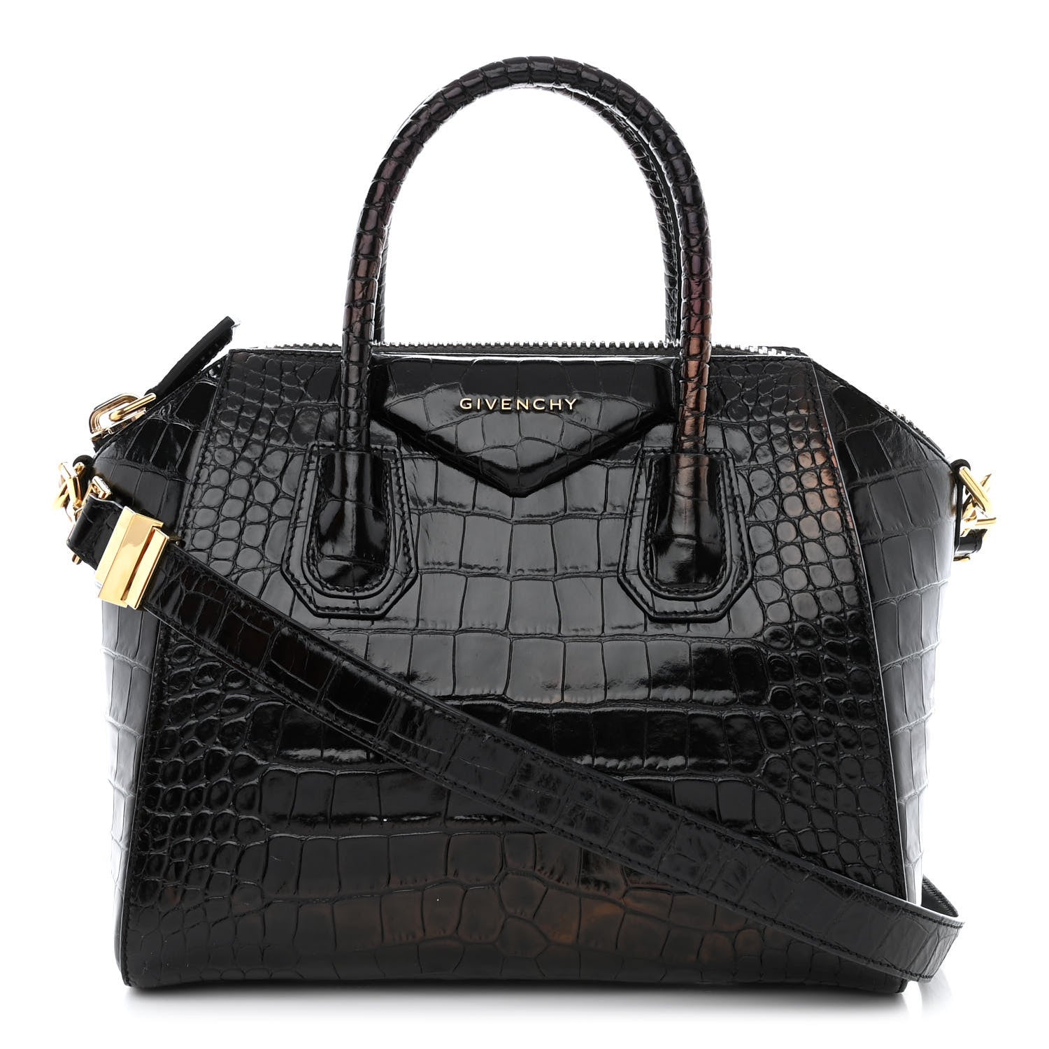 Givenchy Calfskin Crocodile Embossed Small Antigona Black 1 of 11