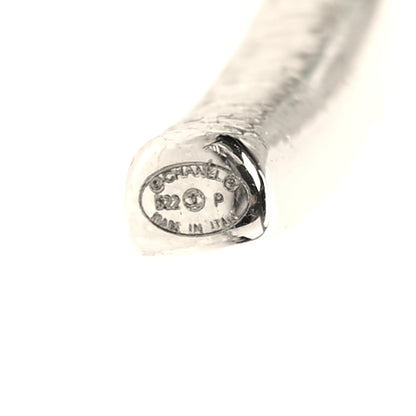 Chanel Metal Crystal Baguette CC Large Hoop Earrings Silver 4 of 5