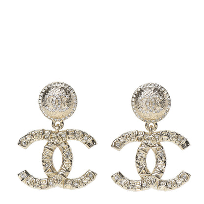 Chanel Crystal CC Drop Earrings Gold 1 of 5