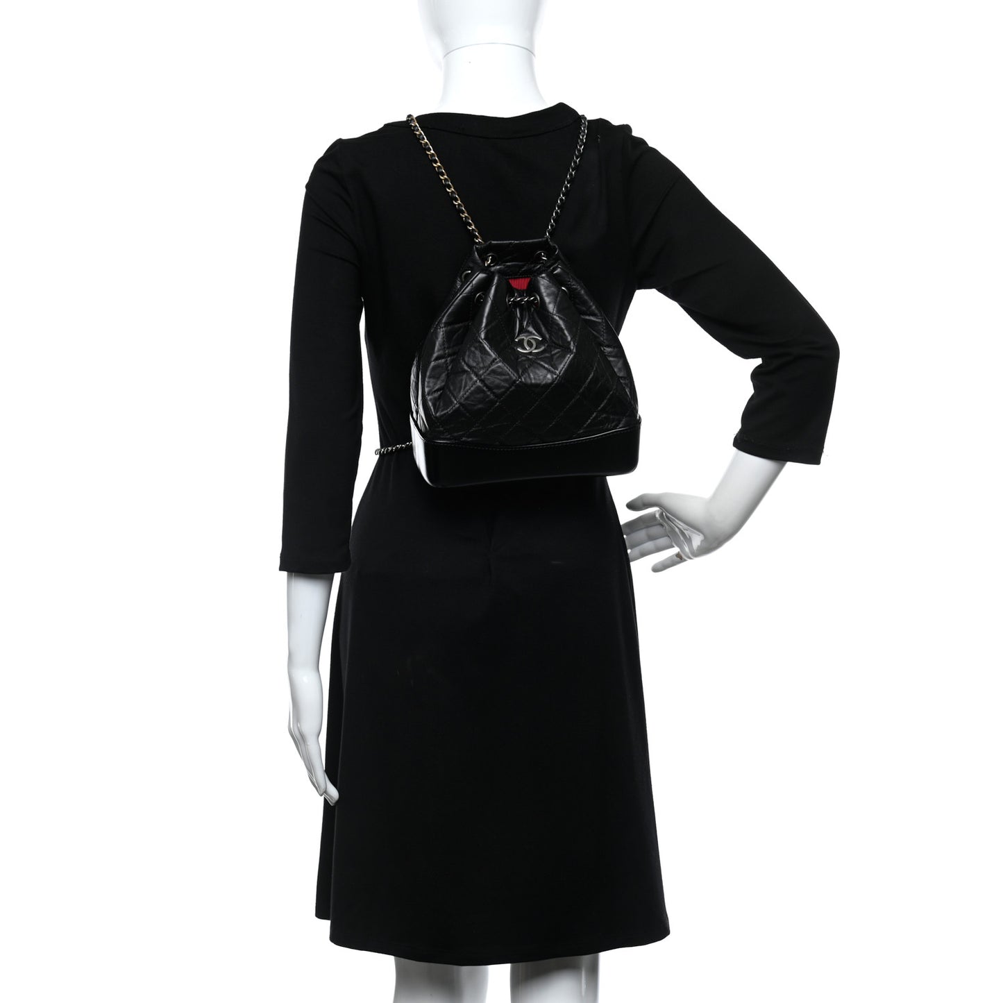 Aged Calfskin Quilted Small Gabrielle Backpack Black