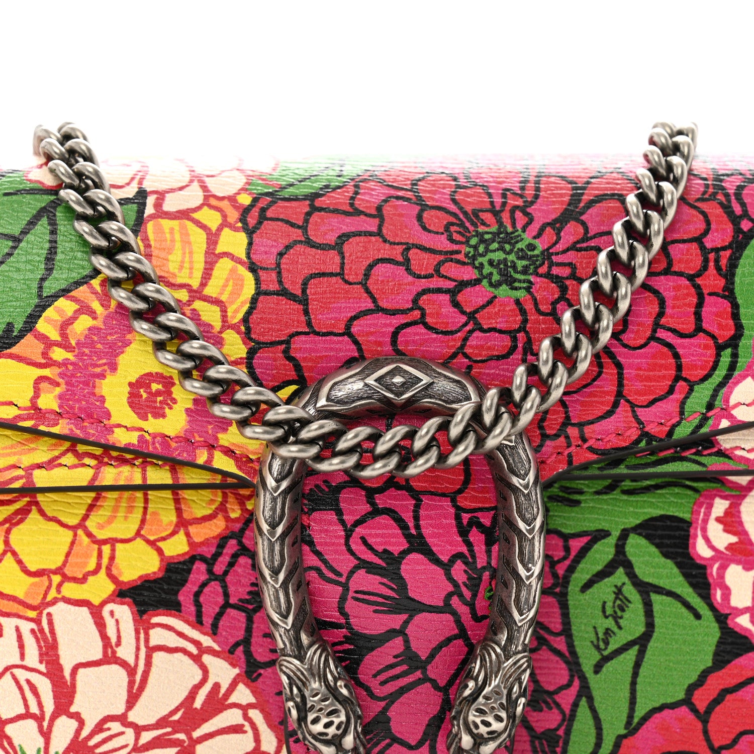 Gucci X KEN SCOTT New Shangai Calfskin Pomponica Print Super Mini Dionysus Shoulder Bag Multicolor 7 of 9
