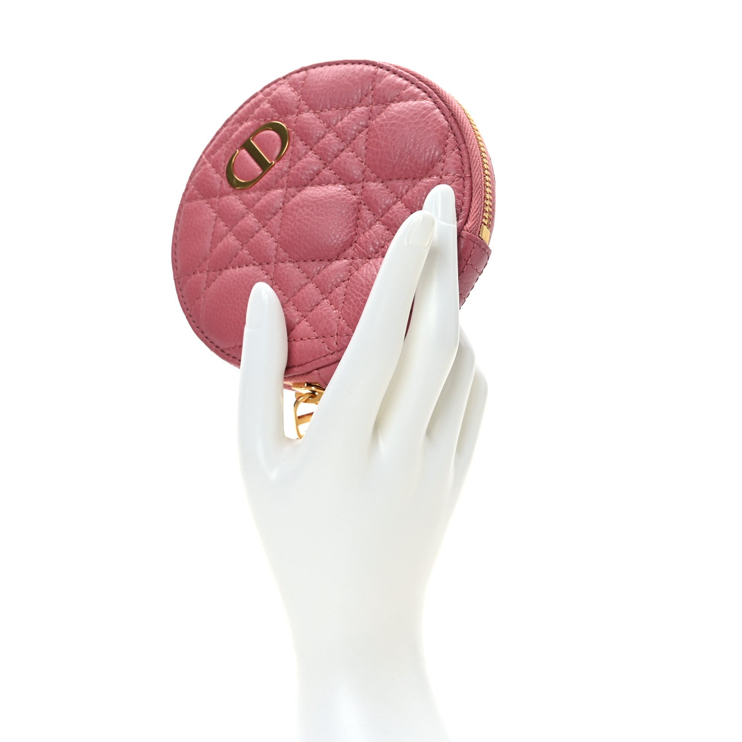 Christian Dior Calfskin Cannage Round Caro Pouch Pink Yarrow 2 of 7