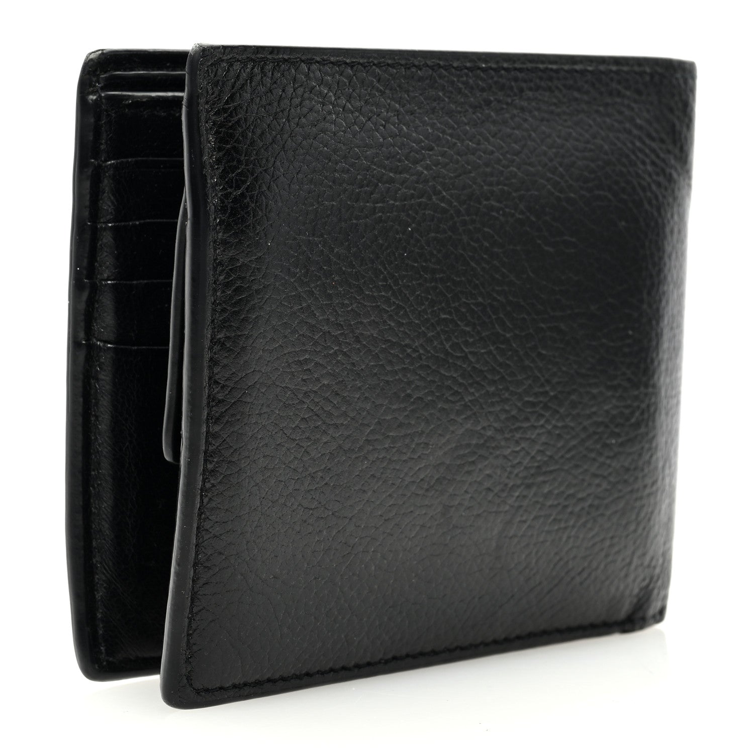 Balenciaga Calfskin Paris Logo Cash Square Bi-Fold Wallet Black White 3 of 8